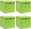 vidaXL Úložné boxy s víkem 4 ks. Zelené 32x32x32 cm Látkové Náhled obrázku produktu 6
