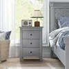 A bedroom scene with a nightstand, bed, and window. Podgląd zdjęcia produktu