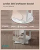 Two images showing a rotating base for a product, with text highlighting its features and dimensions. Produktbild-Vorschau