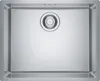 A top-down view of a stainless steel kitchen sink with a drain assembly in the center. Náhled obrázku produktu