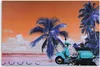 Leinwandbild palmen und ein minzmoped - collage 90x60 cm Produktbild-Vorschau 3