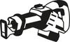 A black and white illustration of a reciprocating saw. Voir les images du produit