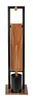 A freestanding toilet brush holder with a wooden panel and a black cylindrical base. Podgląd zdjęcia produktu