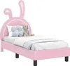 vidaXL Kinderbedframe met hoofdeinde, roze, 70 x 140 cm, PU Productafbeelding-voorbeeld 1