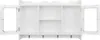 An open white cabinet with multiple shelves and hooks. Náhľad obrázku produktu
