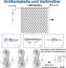 Diagrams and images showing the dimensions, connections, and components of a string light product. Podgląd zdjęcia produktu