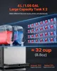 A commercial slushy machine with two tanks filled with red and blue slushy, displayed against a dark background with rows of red and blue cups in the background. Náhled obrázku produktu