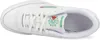 A top-down view of a white Reebok Club 85 sneaker with green accents. Voir les images du produit