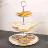 Plat gracieux gradué en porcelaine blanche pour gâteaux et Voir les images du produit 19