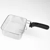 A deep fryer basket with a black handle, shown against a white background. Produktbild-Vorschau