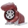 A close-up, studio shot of a red industrial electrical socket with its cover open, mounted on a gray base. Náhled obrázku produktu