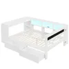 A white bed frame with drawers and LED lighting. Podgląd zdjęcia produktu