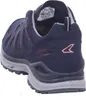 A close-up side view of a blue LOWA hiking shoe. Voir les images du produit