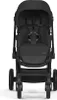 A black Cybex Eos Lux stroller is shown from the front on a white background. Voir les images du produit