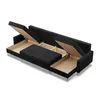 A black sectional sofa with storage compartments open. Produktbild-Vorschau