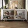 Sideboard Weiß Gold 152x40x75 cm - Moderne Anrichte mit Produktbild-Vorschau 3