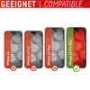 Four iPhone models are shown with compatibility indicators. Produktbild-Vorschau