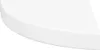 A close-up view of a white corner shelf. Voir les images du produit
