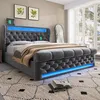 Polsterbett Doppelbett 160x200cm, mit LED-Leuchten Produktbild-Vorschau 2