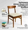 A chair with a cream-colored seat cushion on it, with text and graphics around it. Voir les images du produit
