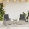 vidaXL Gartensessel 2 Stk. Verstellbar Hellgrau Poly Rattan Produktbild-Vorschau 3