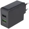 Dual USB snellader, USB QC3.0, 28W, zwart. Laadt tot 4 keer Productafbeelding-voorbeeld 1
