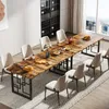A long dining table with chairs set up in a dining room, with a wine cabinet in the background and a city view through a large window. Anteprima dell’immagine prodotto