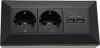 ChiliTec 2-drożny blok gniazd + 2x USB czarny 250V AC / 16A Podgląd zdjęcia produktu 2