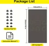 Package list showing suction cups, instruction manual icon, and a DIY curtain with dimensions and shape guides. Náhled obrázku produktu