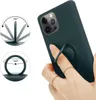 A hand is holding a dark green phone case with a ring holder attached. There are diagrams showing the ring holder's rotation. Produktbild-Vorschau