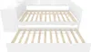 A white bed frame with two pull-out drawers for mattresses. Voir les images du produit