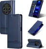 A collage of images showing a blue leather phone case for a Xiaomi Redmi 14C / Poco C75 4G. Produktbild-Vorschau