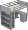 Sweiko Lit mezzanine 90 X 200 cm avec armoires de rangement Voir les images du produit 5