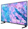 A Samsung Smart TV on a stand, displayed from a side angle. Produktbild-Vorschau