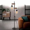 ZMH lampe sur pied 2 ampoules salon bois lampe de sol noire Voir les images du produit 2