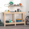 vidaXL Banco da lavoro 140x50x80 cm in legno di pino Anteprima dell’immagine prodotto 2