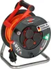 A Brennenstuhl Garant V2 IP44 cable reel with a 25m orange cable, shown from the front on a white background. Produktbild-Vorschau
