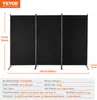 A black, three-panel room divider is shown from the front with dimensions and product details displayed. Voir les images du produit