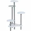 A white multi-tiered plant stand with silver poles against a white background. Anteprima dell’immagine prodotto
