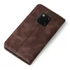 A brown flip cover for a smartphone is shown from a diagonal top-down view against a white background. Produktbild-Vorschau