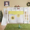 A child's loft bed with a slide and tent is set up in a room decorated for Christmas. Produktbild-Vorschau