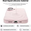 A pink phone case with liquid silicone being poured onto it, creating ripples. Feature callouts are present at the bottom. Náhled obrázku produktu