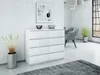 A modern living room with a white high-gloss dresser, abstract art on the wall, and grey chairs in the background. Produktbild-Vorschau