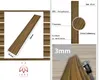 A collage of images showing a wood-look panel, its dimensions, and details about its material and thickness. Produktbild-Vorschau