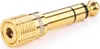 A close-up studio shot of a gold audio adapter. Podgląd zdjęcia produktu