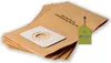 A stack of brown paper vacuum cleaner bags with a green tag indicating '6 Beutel'. Produktbild-Vorschau