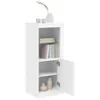 A white cabinet with shelves and a closed door, decorated with vases and books. Podgląd zdjęcia produktu