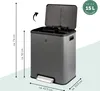 cestino eluno, cestino a pedale - 2 scomparti con capacità Anteprima dell’immagine prodotto 7