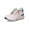 A single white sneaker with navy and red accents is shown against a white background. Produktbild-Vorschau