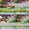 A four-panel collage showing the steps for installing a garden edging. Produktbild-Vorschau